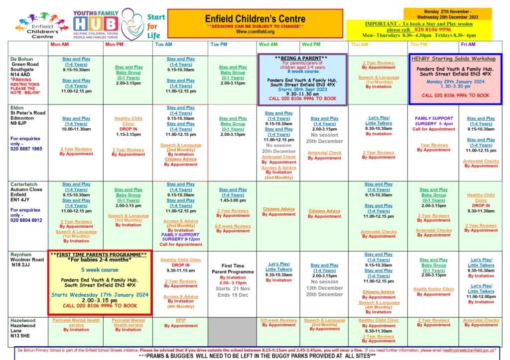 Timetable - Enfield Children's Centre