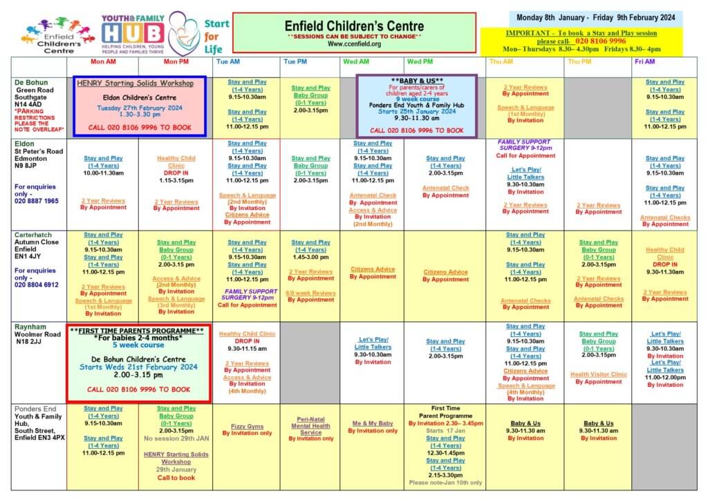 Timetable - Enfield Children's Centre